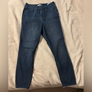 Good American dark denim high waisted classic slim straight jeans